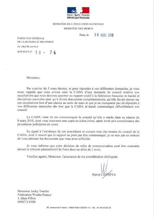 Dernier courrier de la CADA,à lire !