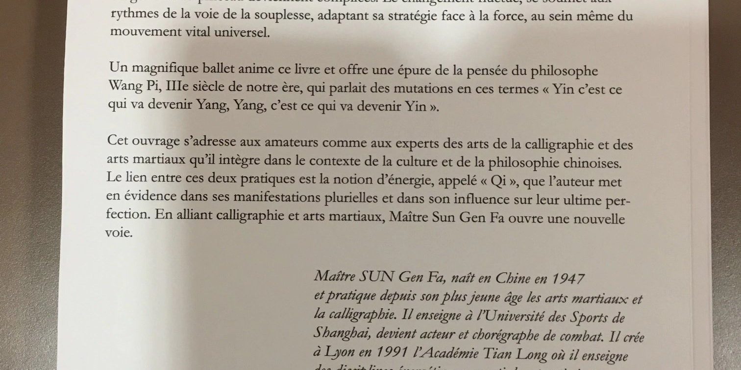 Le livre de Maître Sun Gen Fa " l'encre en mouvement "sur la calligraphie Chinoi...